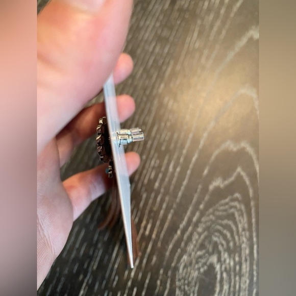 New! 3” Dangle Earrings, Medium Weight, Cactus Flower with leather fringe - Picture 4 of 5